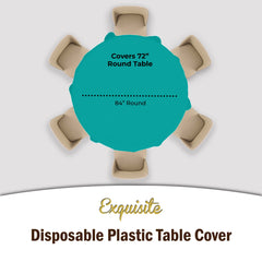Premium Round Teal Plastic Table Covers | 12 Pack