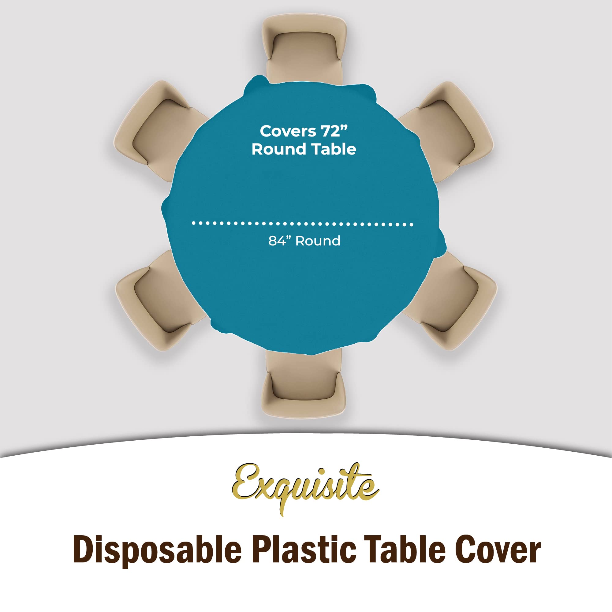Premium Round Turquoise Plastic Table Cover - 84 in. | Case of 96