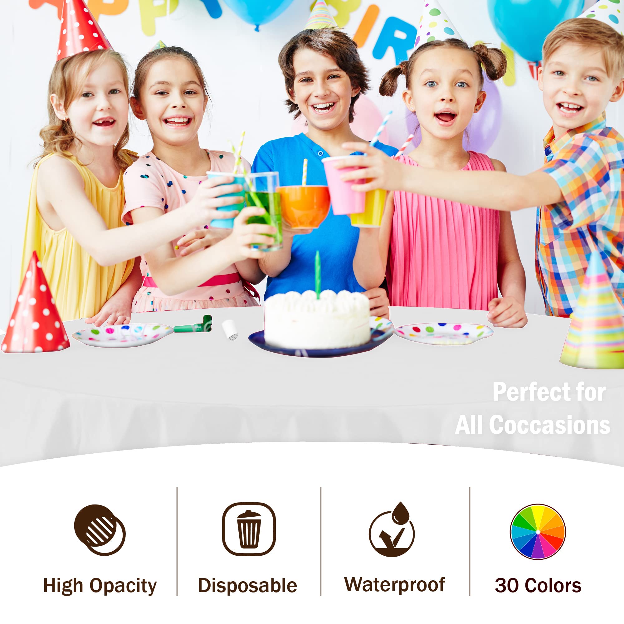 Premium Round White Plastic Table Cover | Case of 96