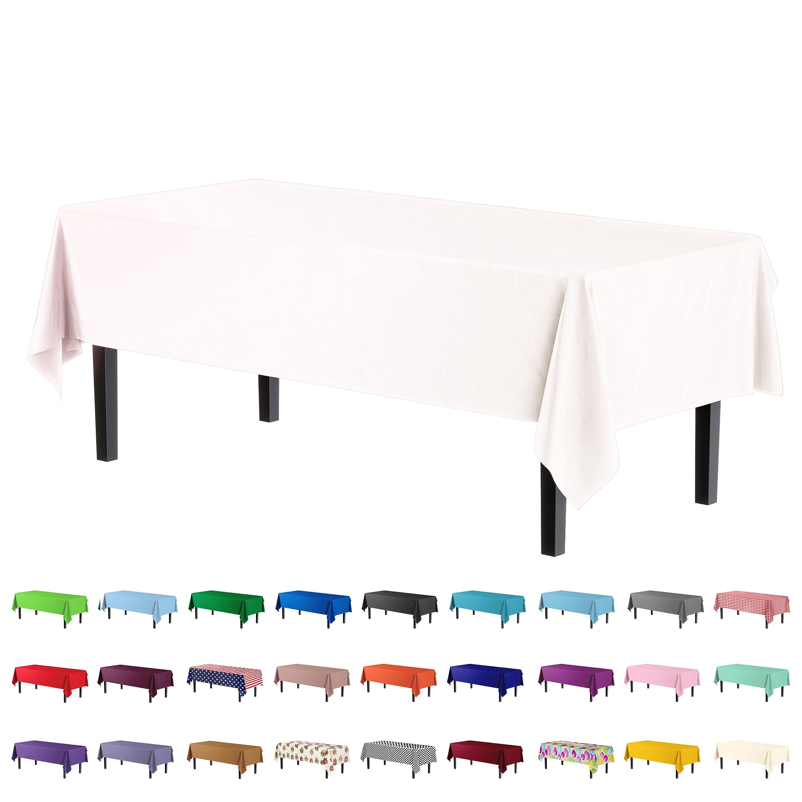 White Plastic Table Cover | Case of 48 - 54 In. x 108 In.