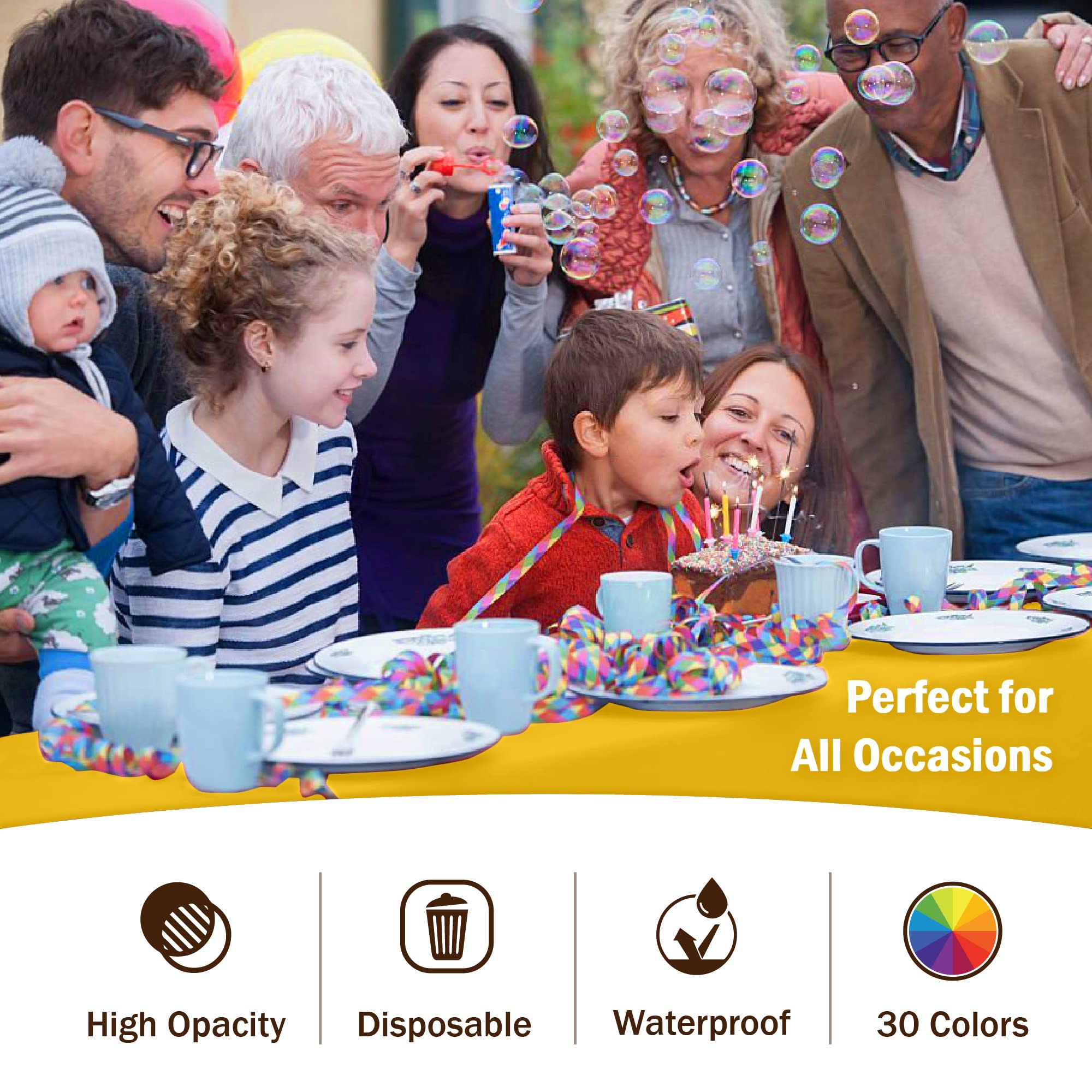 Premium Yellow Plastic Table Covers | 6 Pack - 54 In. x 108 In.