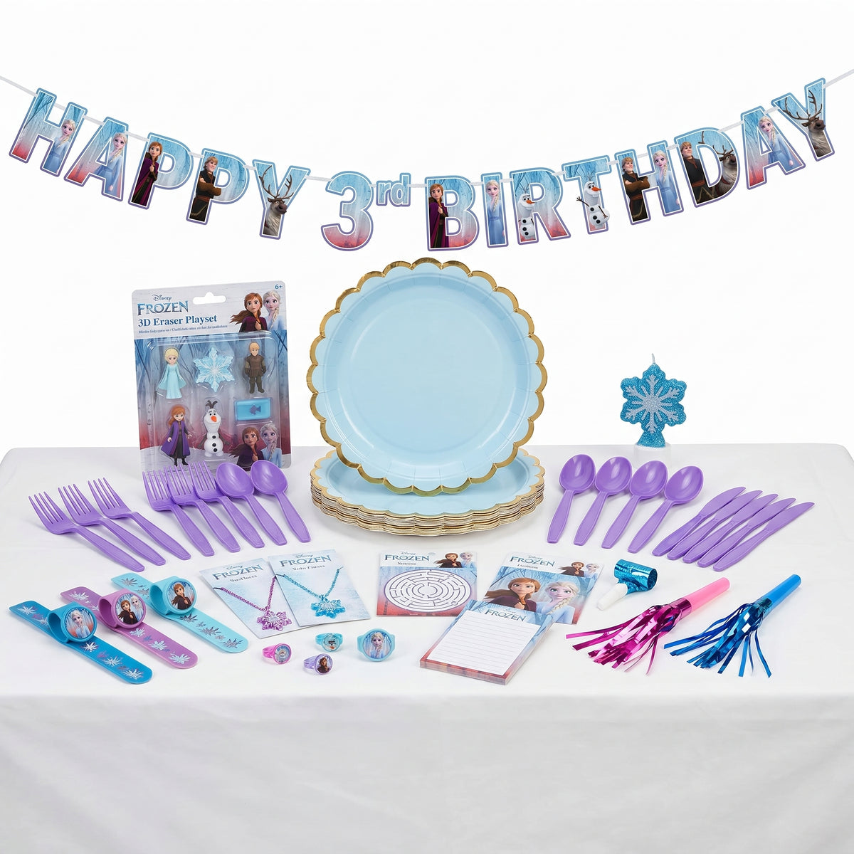 162 Pcs Frozen Birthday Party Mid Kit | For 8 Guests