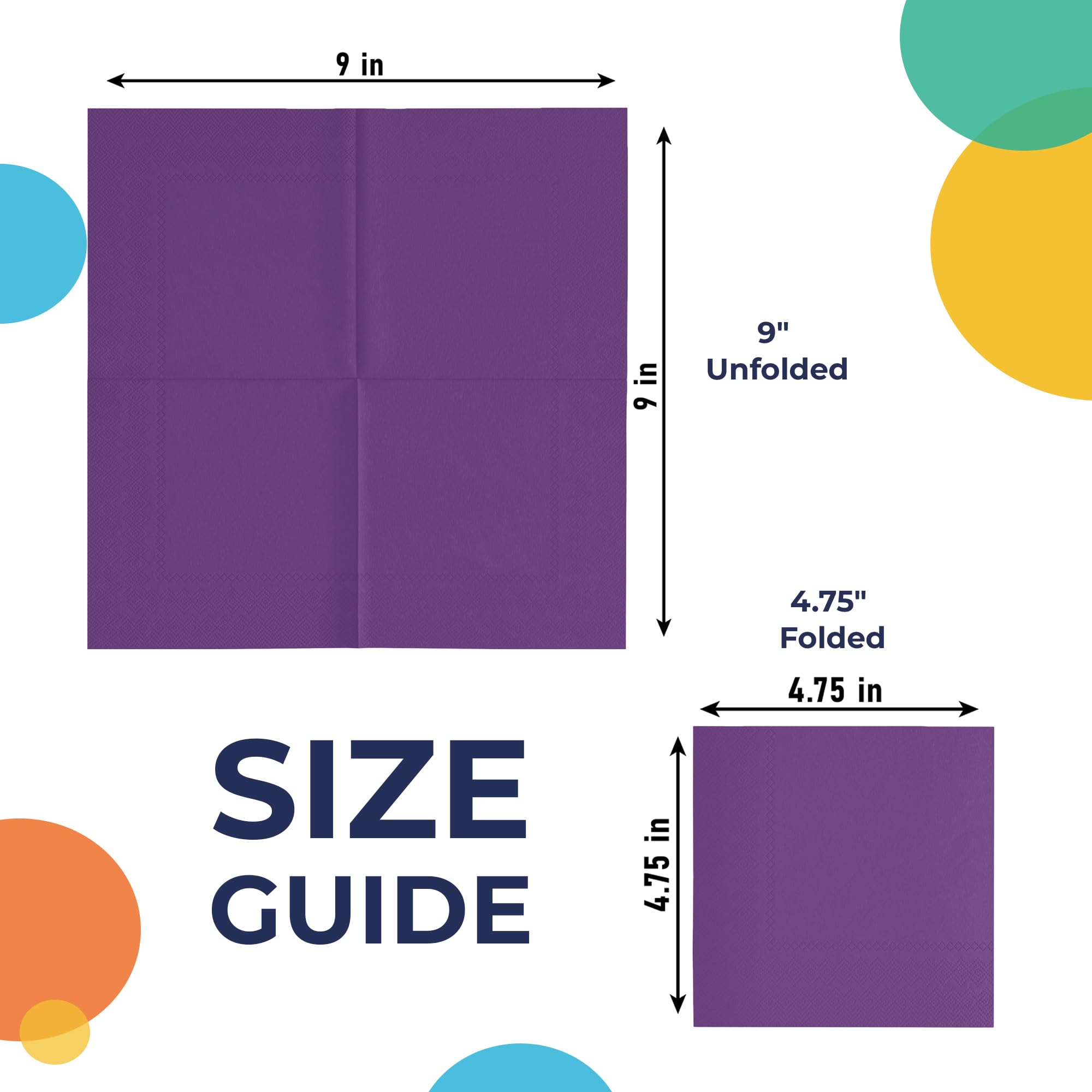 Purple Beverage Napkins - 4.75 in. x 4.75 in. | Case of 3600