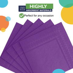 Purple Beverage Napkins - 4.75 In. X 4.75 In. | 1800 Count