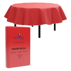 Red Flannel Backed Table Cover 70 In. Round