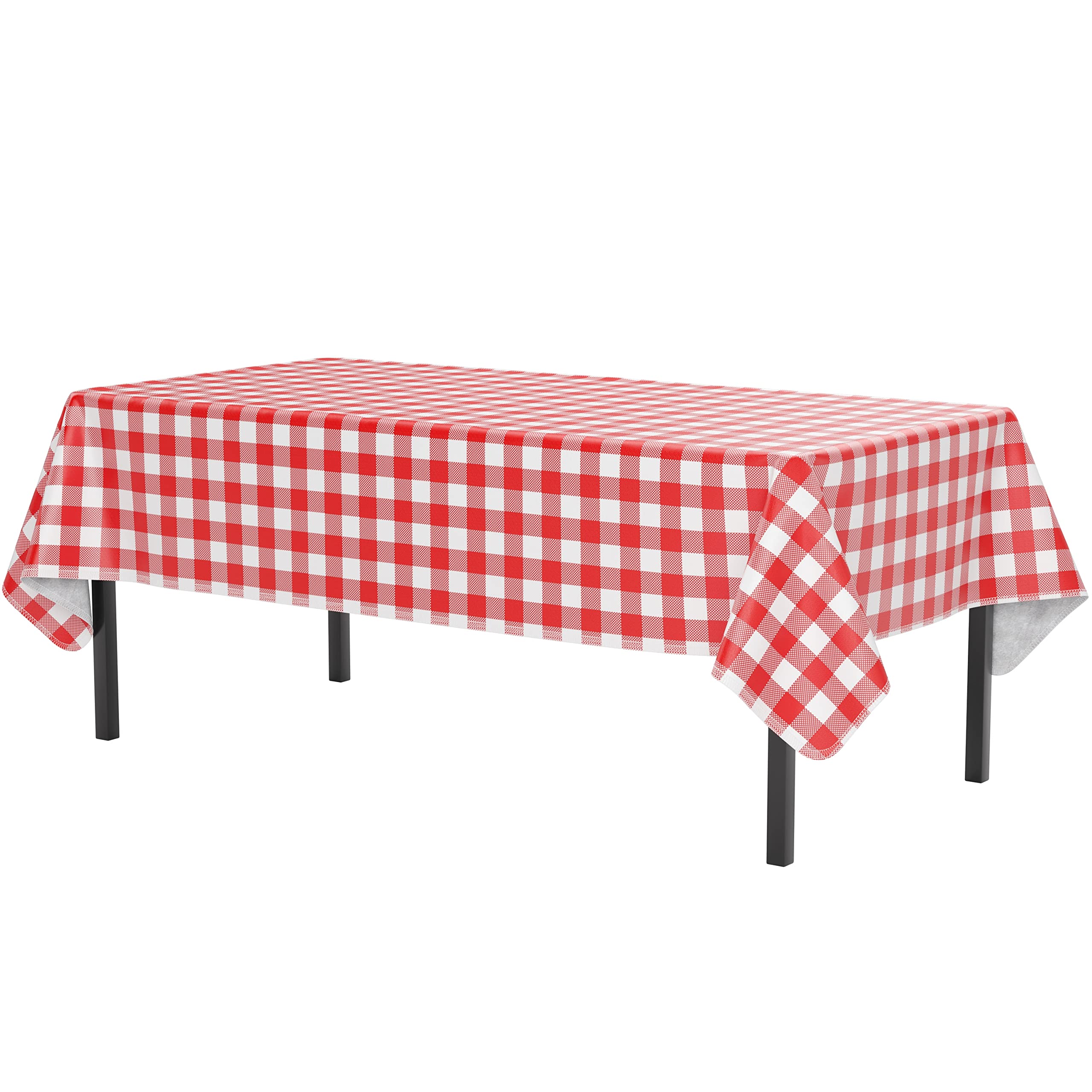 Red Gingham Flannel Backed Plastic Table Cover 54 In. x 108 In. | Case of 24 - 54 In. x 108 In.