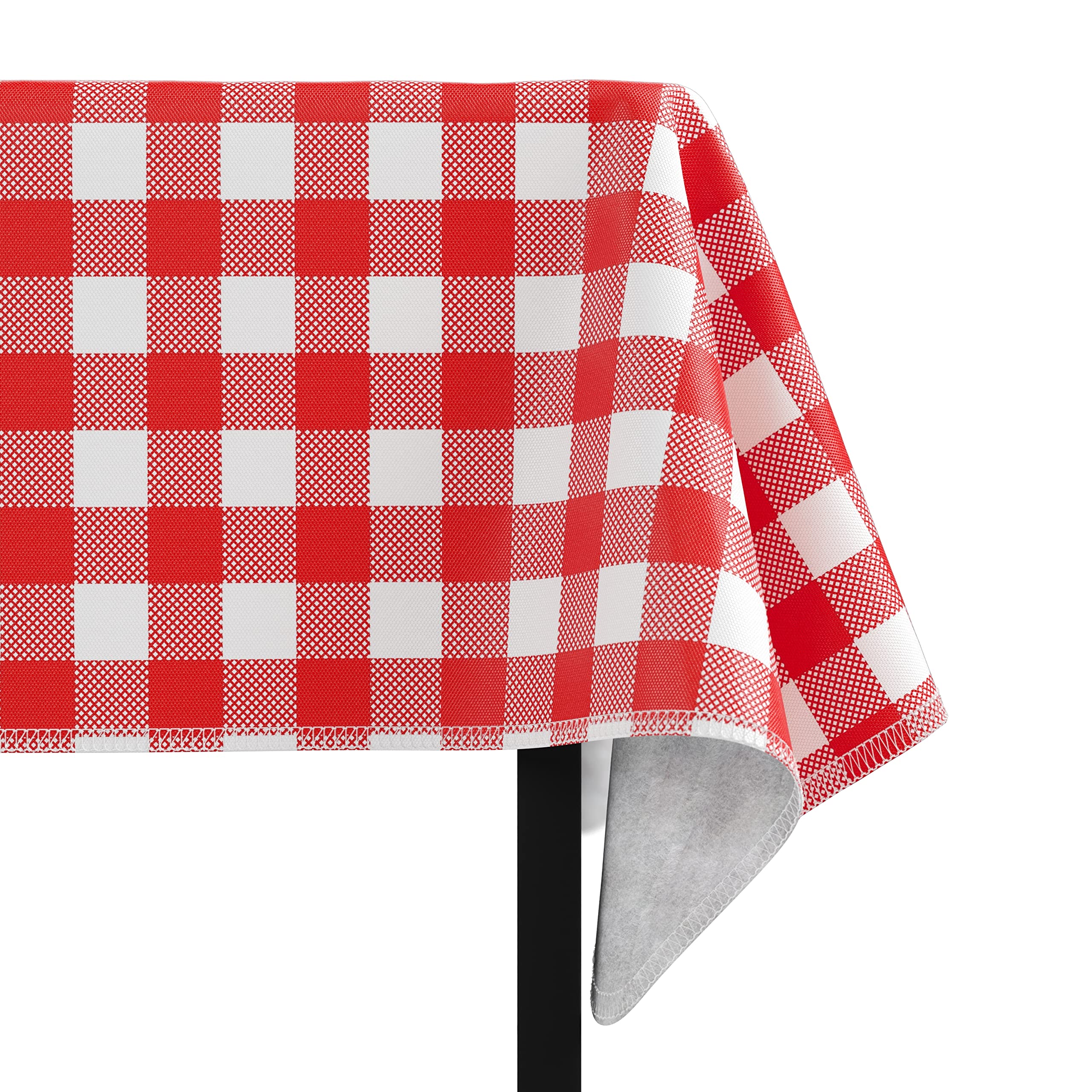 Red Gingham Flannel Backed Plastic Table Cover 70 In. Round | Case of 24