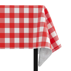Red Gingham Flannel Backed Plastic Table Cover 70 In. Round | Case of 24
