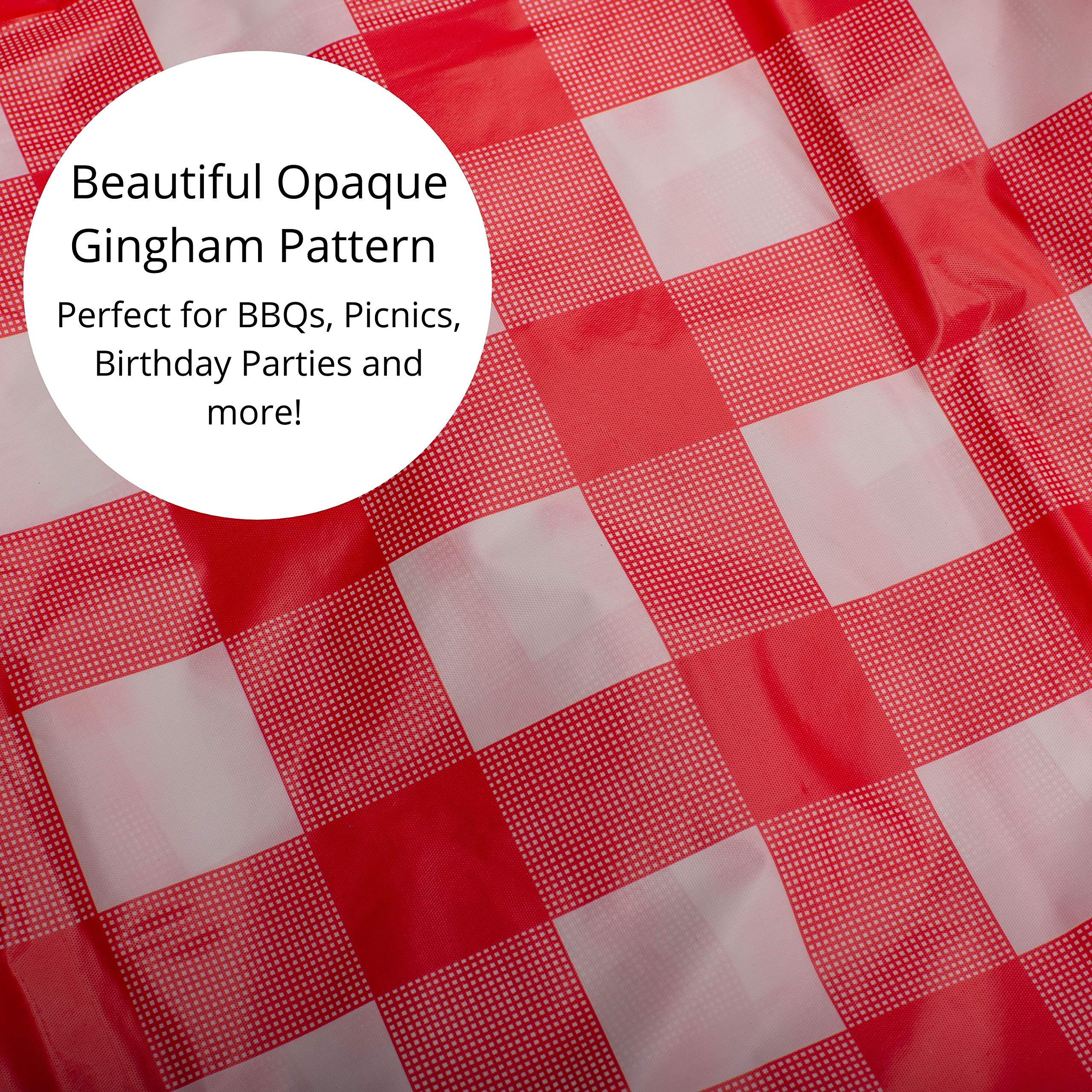 Red Gingham Plastic Table Covers | 12 Pack - 54 In. x 108 In.