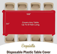 Premium Red Plastic Table Cover | Case of 96 - 54 In. x 108 In.