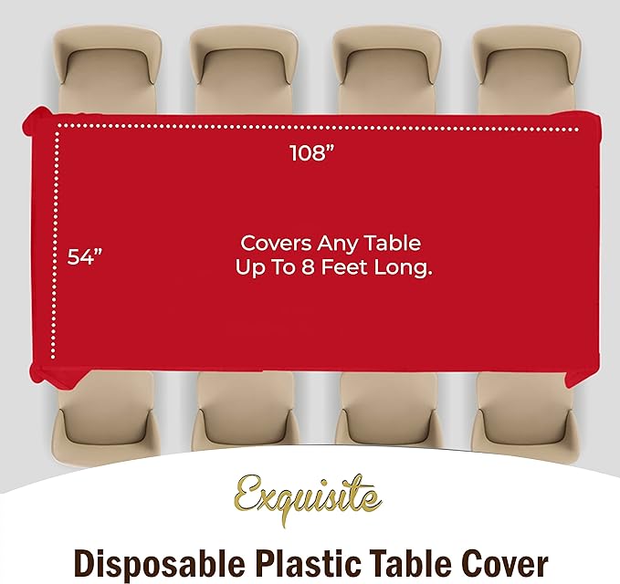 Red Plastic Table Covers | 6 Pack - 54 In. x 108 In.