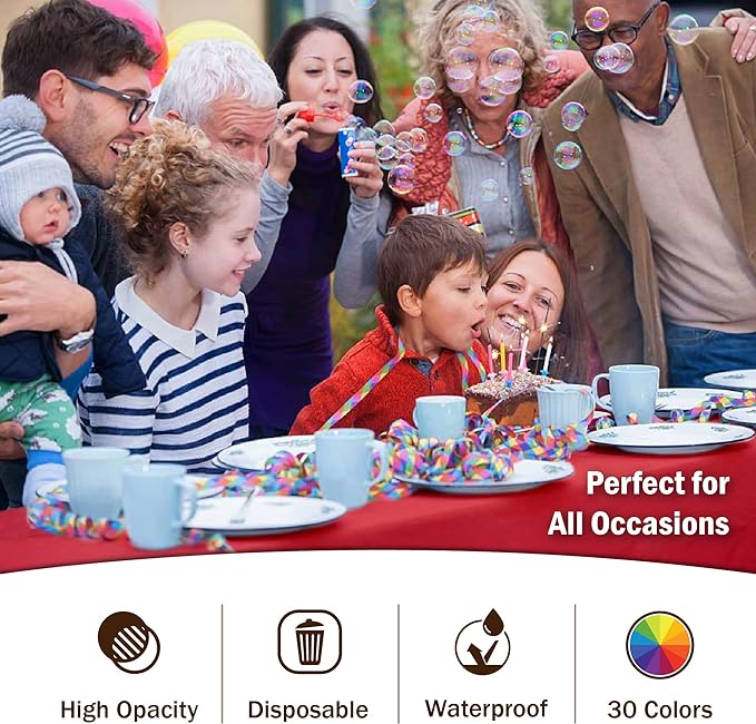 Premium Red Plastic Table Covers | 6 Pack - 54 In. x 108 In.