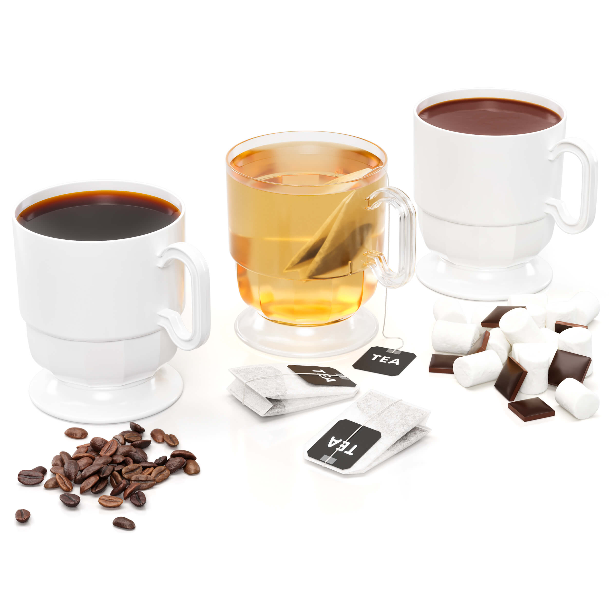 8 Oz. White Glazed Coffee Cup w/ Handle | 8 Count