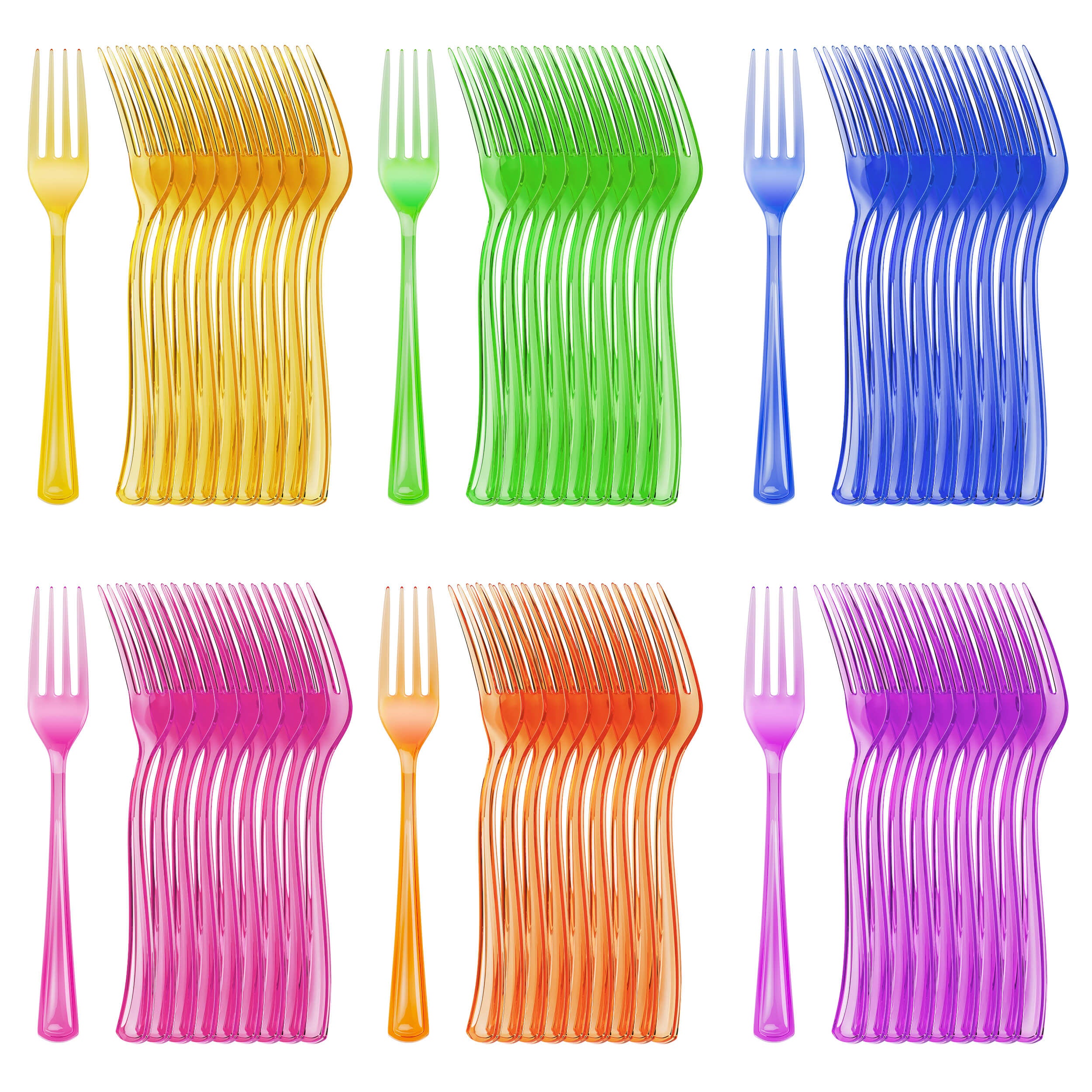 Heavy Duty Neon Plastic Forks | 60 Count