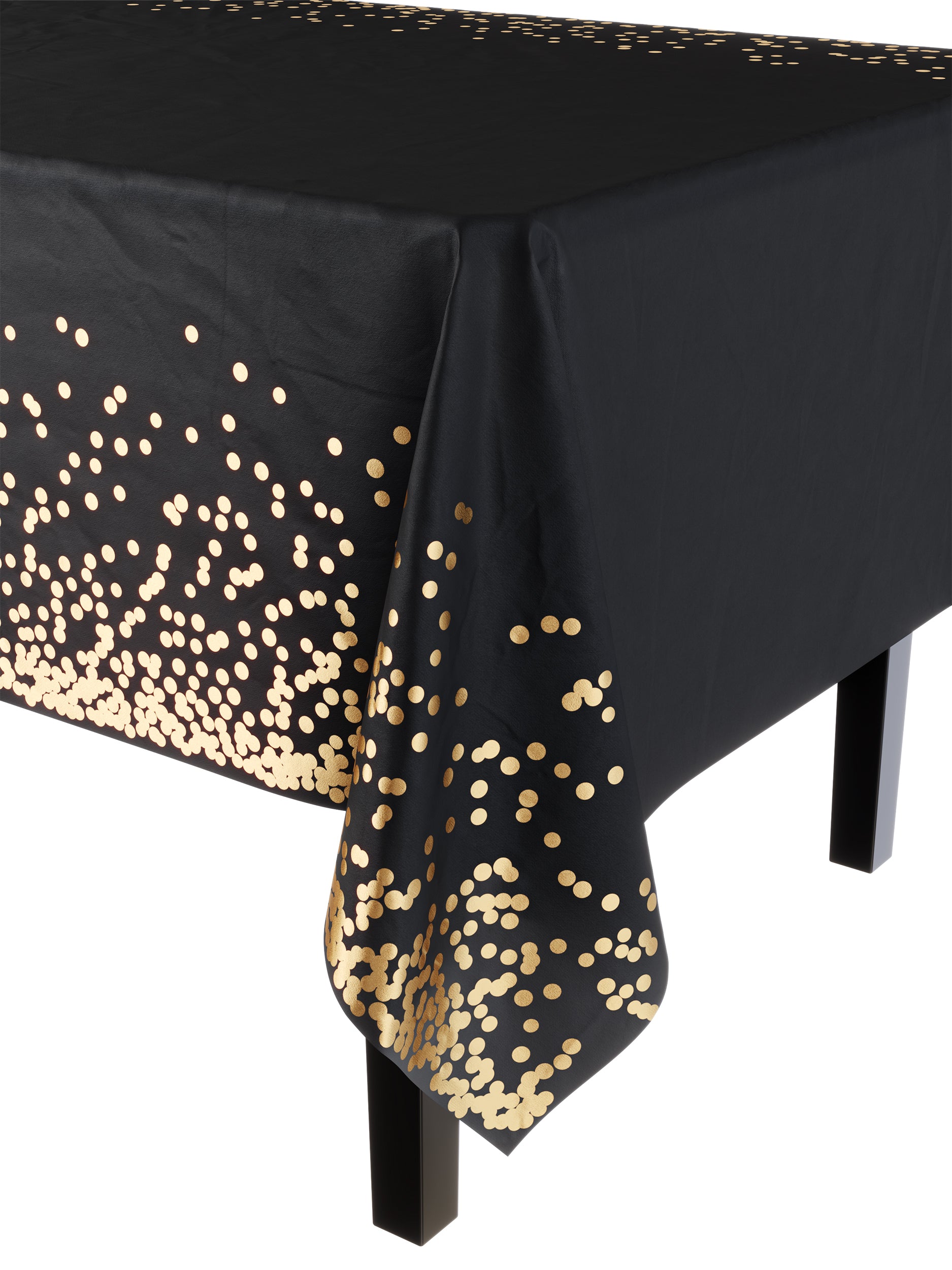 Celebrate Printed Plastic Table Cover 54" x 108" Black/Gold