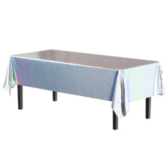 Iridescent Plastic Table Covers | 12 Count - 54 In. x 108 In.