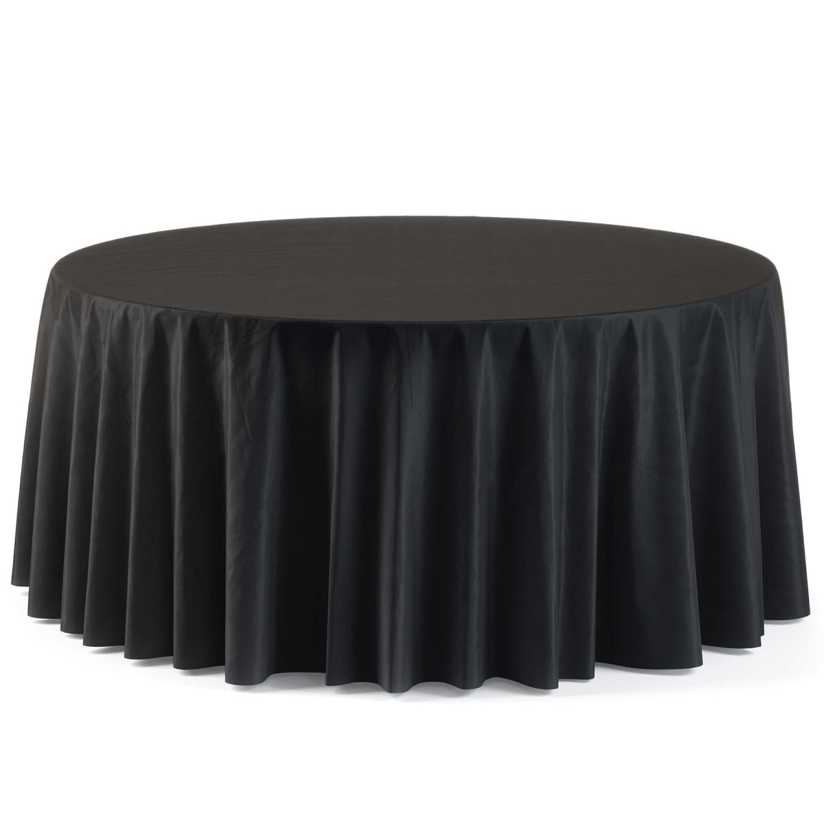 120 In. Premium Round Black Plastic Table Cover