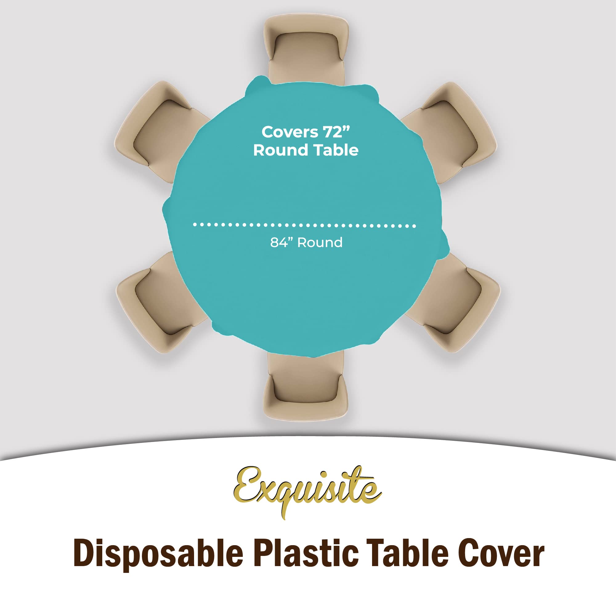 Round Aqua Blue Plastic Table Covers | 12 Pack - 84 in.