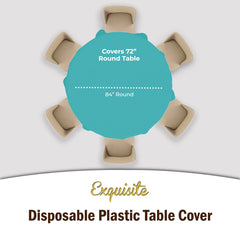 Round Aqua Blue Plastic Table Covers | 12 Pack - 84 in.
