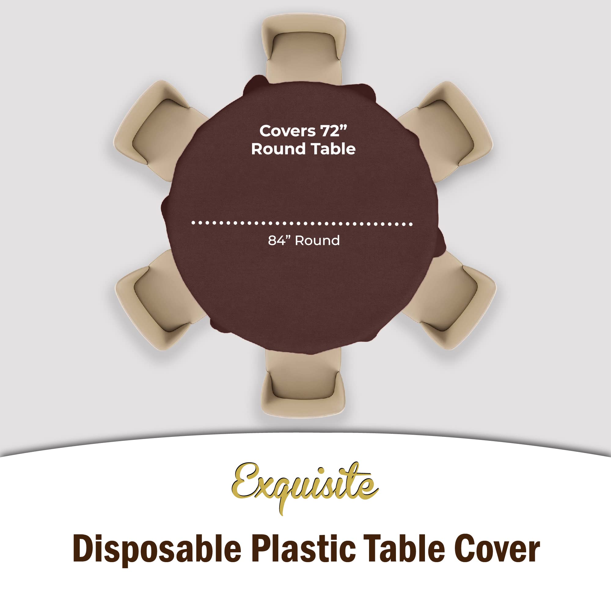 Round Brown Plastic Table Cover - 84 in. | Case of 48