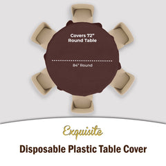 Round Brown Plastic Table Covers | 12 Pack - 84 in.