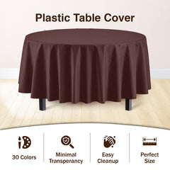 Round Brown Plastic Table Covers | 12 Pack - 84 in.