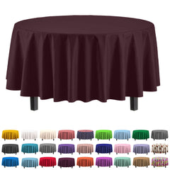 Round Brown Plastic Table Cover - 84 in. | Case of 48