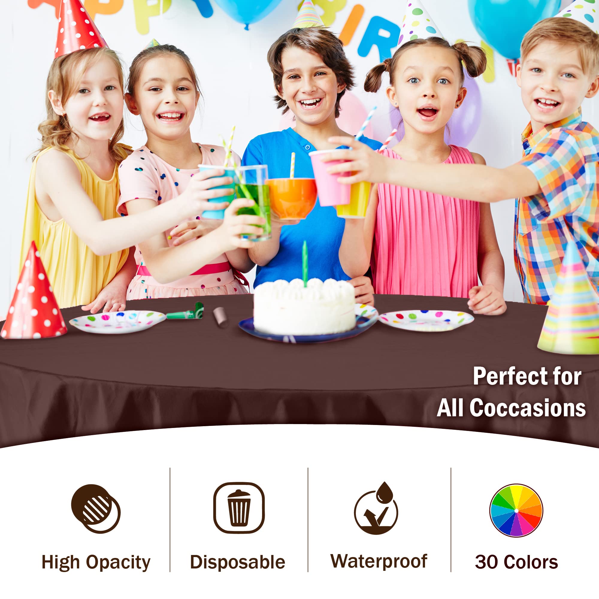 Round Brown Plastic Table Cover - 84 in. | Case of 48