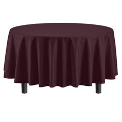 Round Brown Plastic Table Covers | 12 Pack - 84 in.