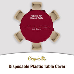 Round Burgundy Plastic Table Covers | 12 Pack - 84 in.