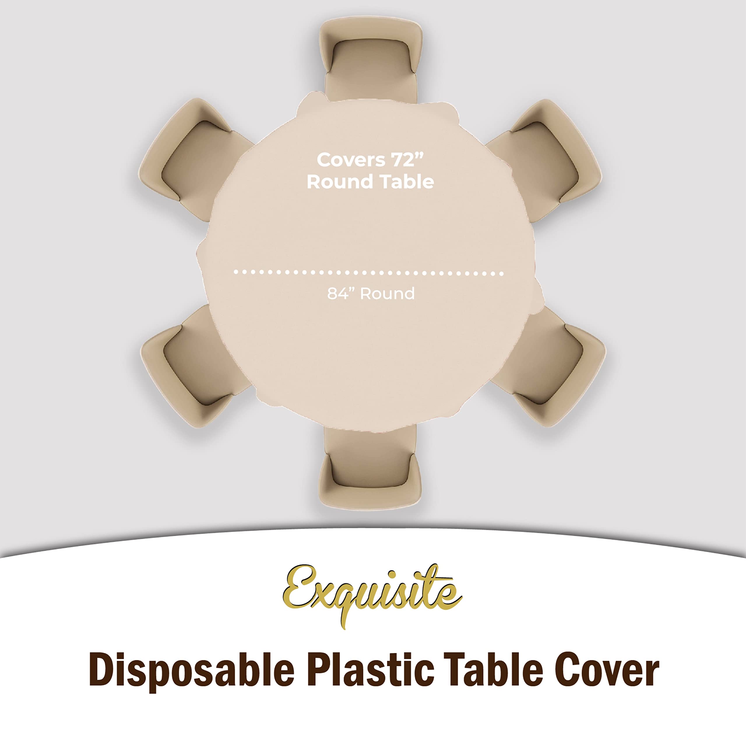 Round Ivory Plastic Table Cover - 84 in. | Case of 48