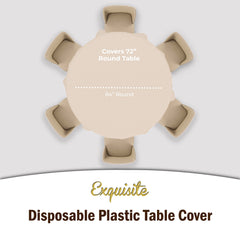 Round Ivory Plastic Table Cover - 84 in. | Case of 48