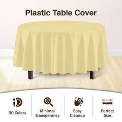 Round Light Yellow Plastic Table Covers | 12 Pack - 84 in.