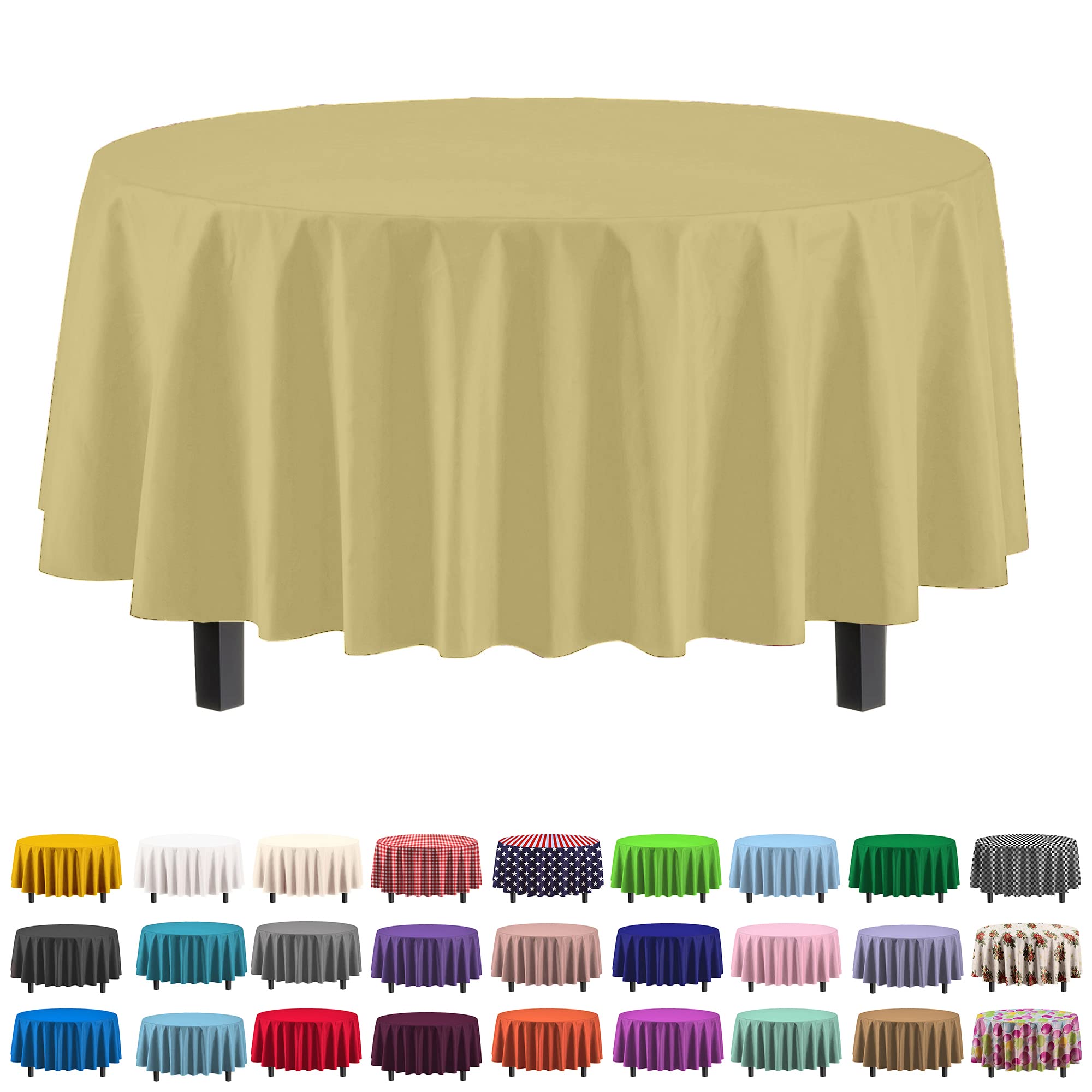 Round Light Yellow Plastic Table Cover - 84 in. | Case of 48