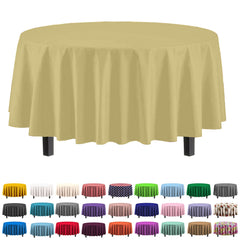 Round Light Yellow Plastic Table Cover - 84 in. | Case of 48