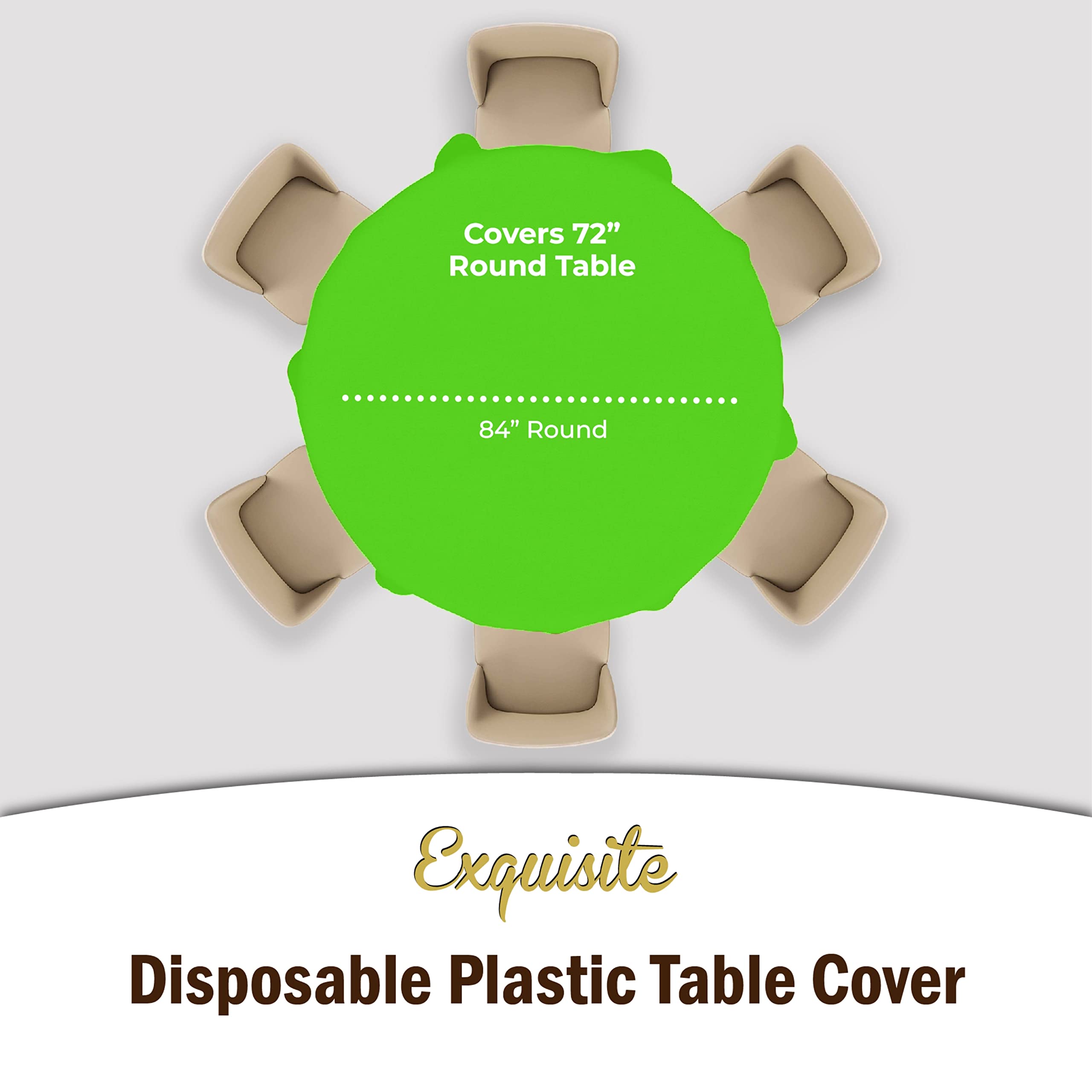 Premium Round Lime Green Plastic Table Covers | 6 Pack