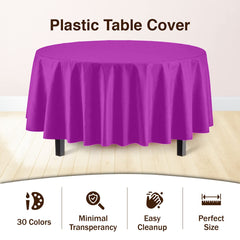 Premium Round Magenta Plastic Table Cover - 84 in. | Case of 96