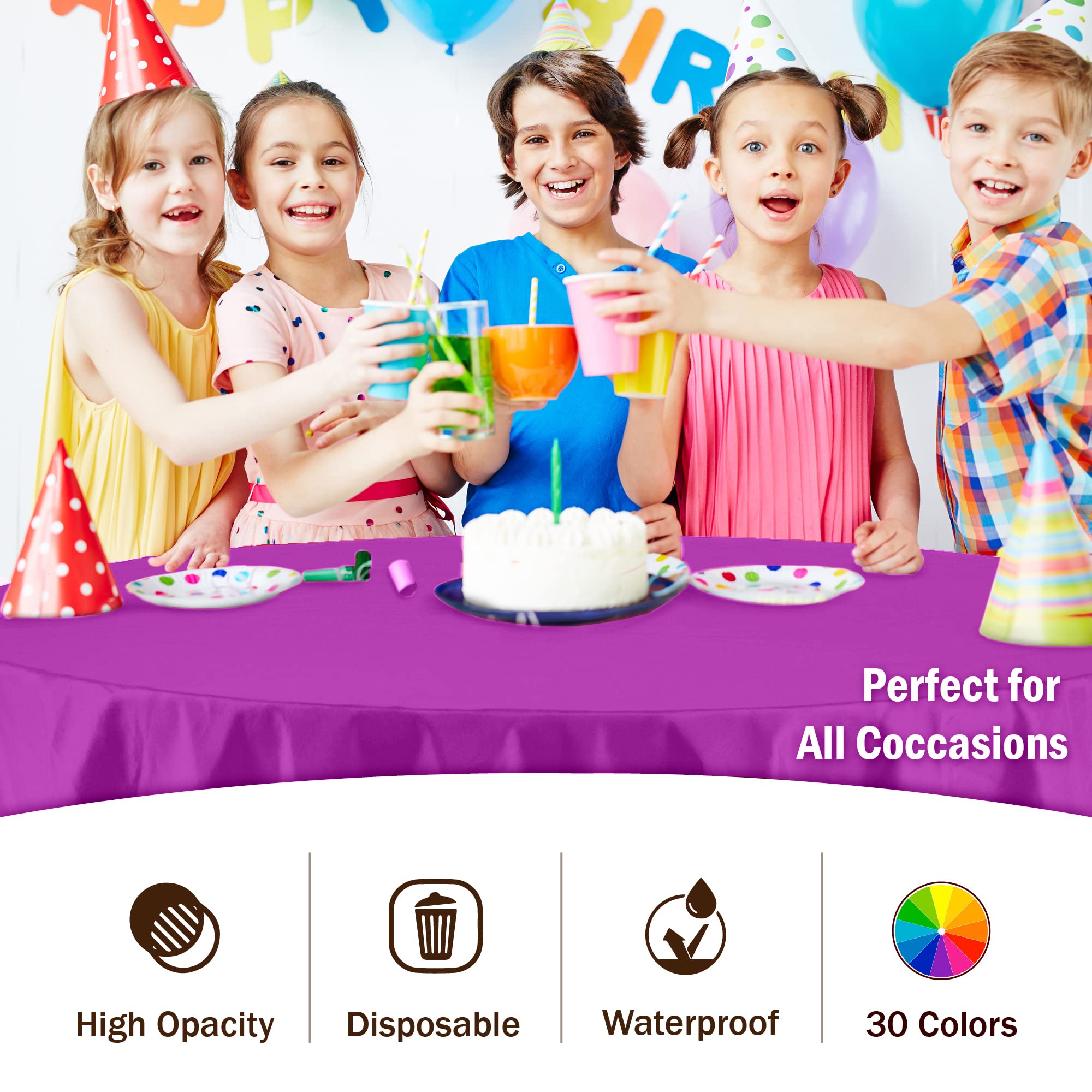 Premium Round Magenta Plastic Table Cover - 84 in. | Case of 96