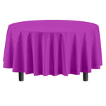 Premium Round Magenta Plastic Table Cover - 84 in.