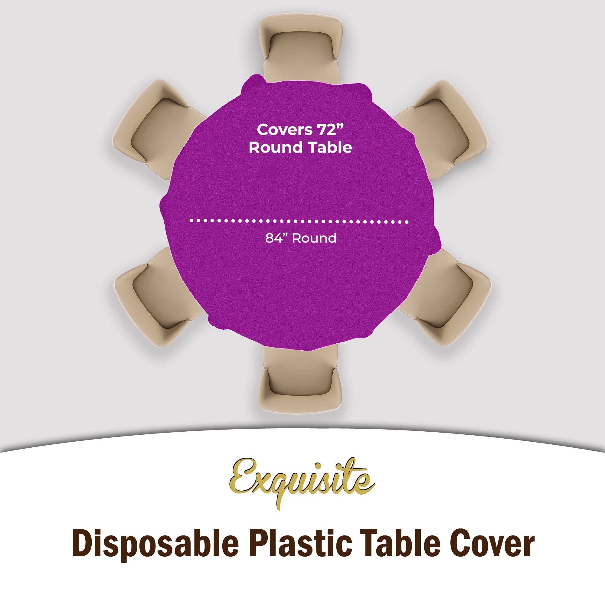 Premium Round Magenta Plastic Table Covers | 12 Pack - 84 in.