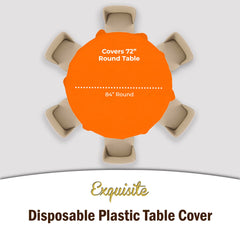 Round Orange Plastic Table Cover - 84 in. | Case of 48