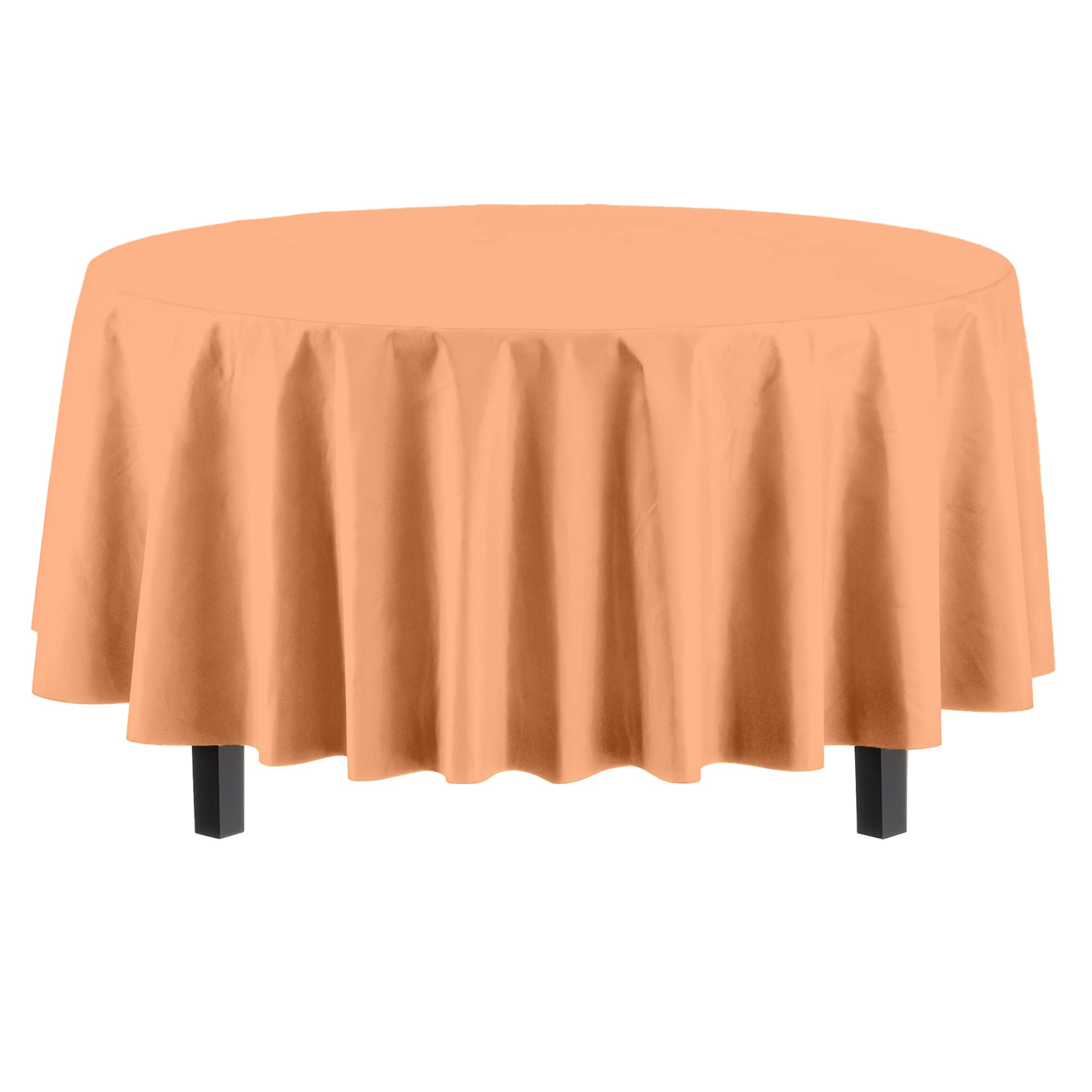 Round Peach Plastic Table Covers | 12 Pack - 84 in.