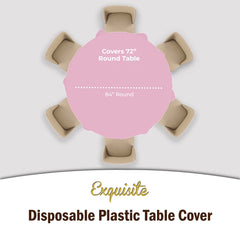 Round Pink Plastic Table Covers | 12 Pack - 84 in.