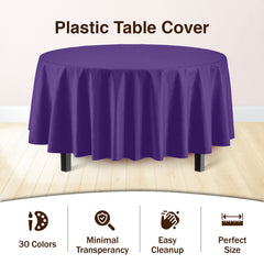 Round Purple Plastic Table Cover - 84 in. | Case of 48