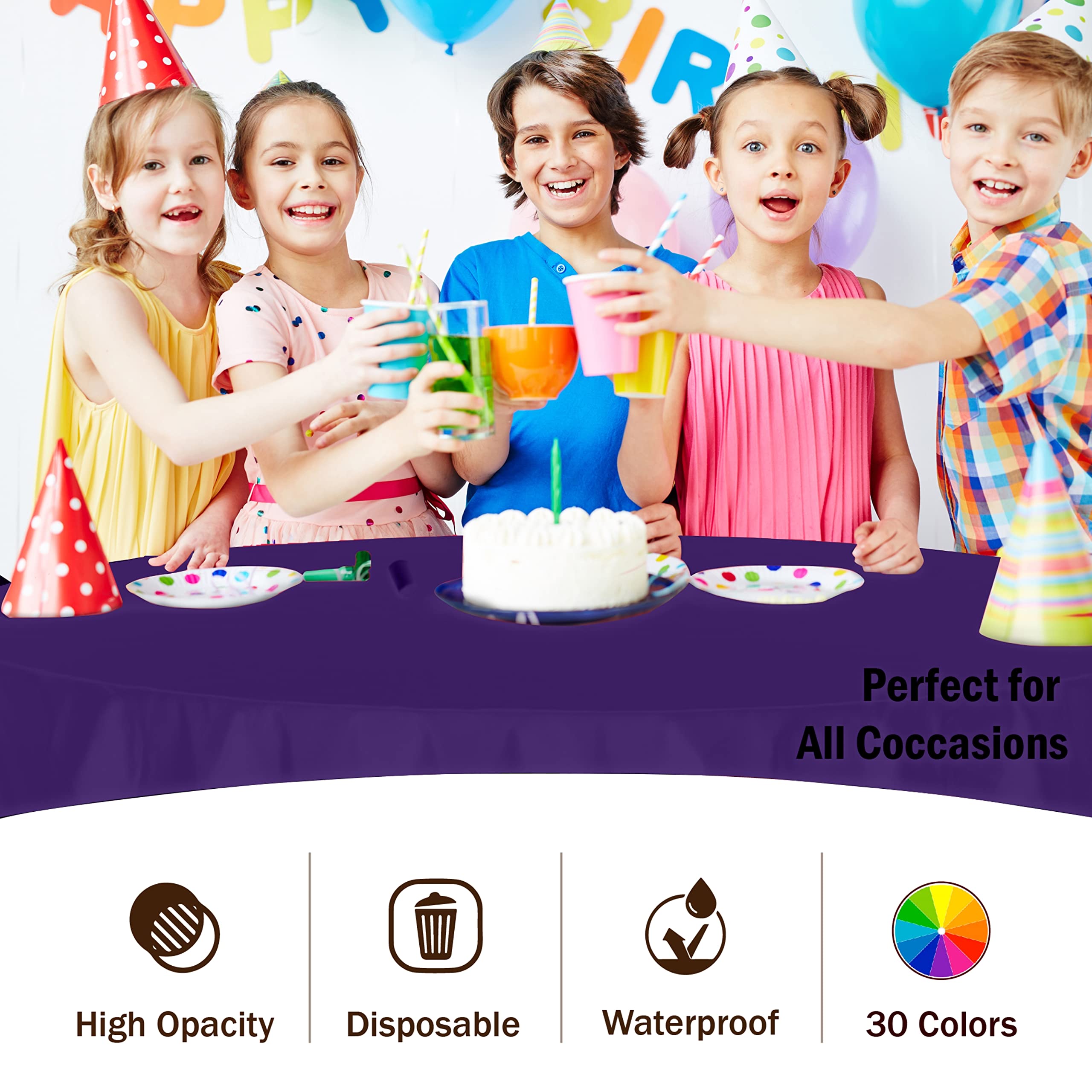 Round Purple Plastic Table Cover - 84 in. | Case of 48