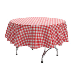 Round Red Gingham Table Cover