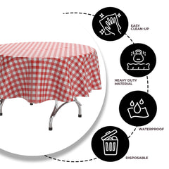 Round Red Gingham Table Cover