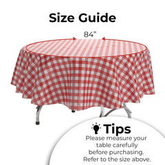 Round Red Gingham Table Cover