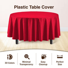 Round Red Plastic Table Cover - 84 in. | Case of 48