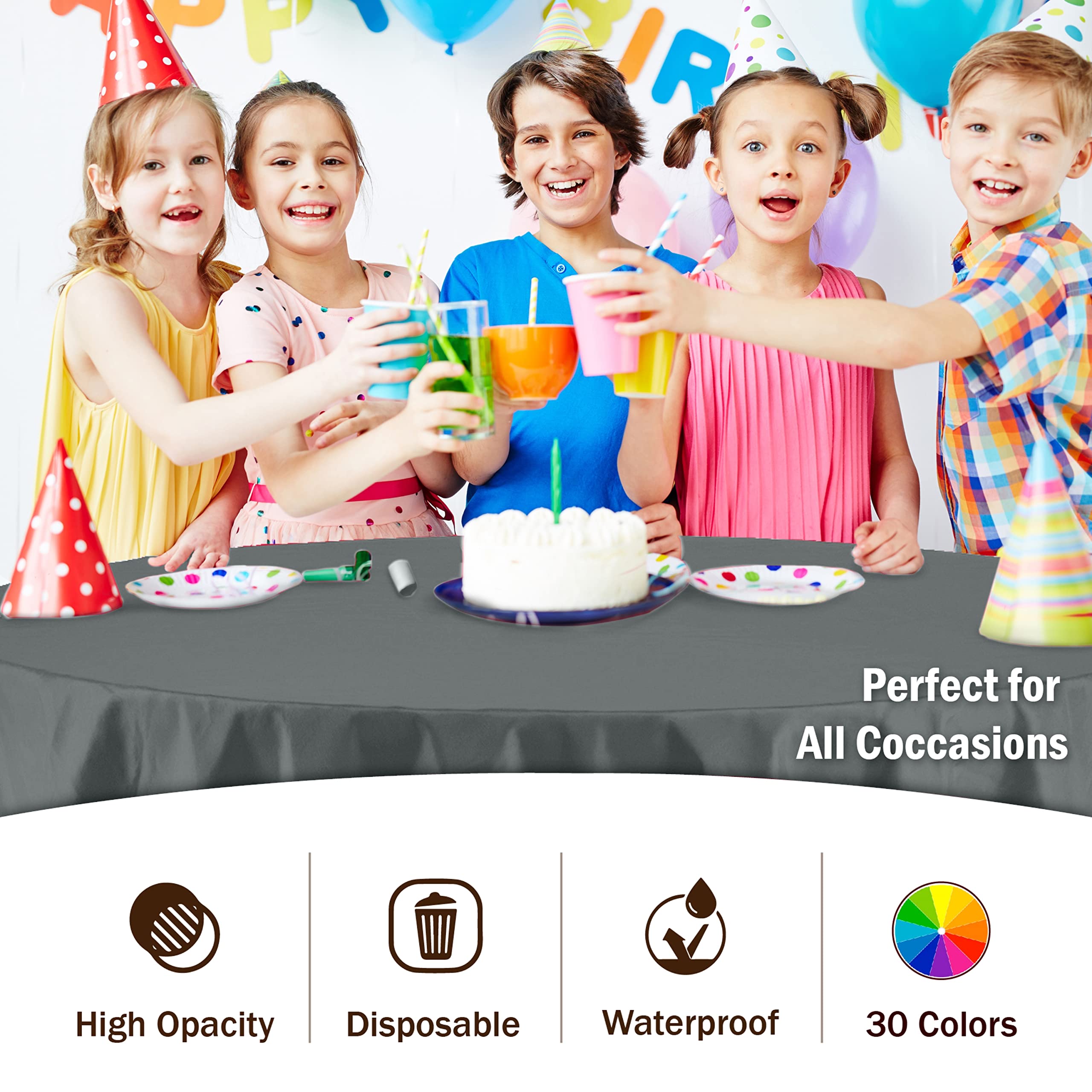 Round Silver Plastic Table Cover - 84 in. | Case of 48